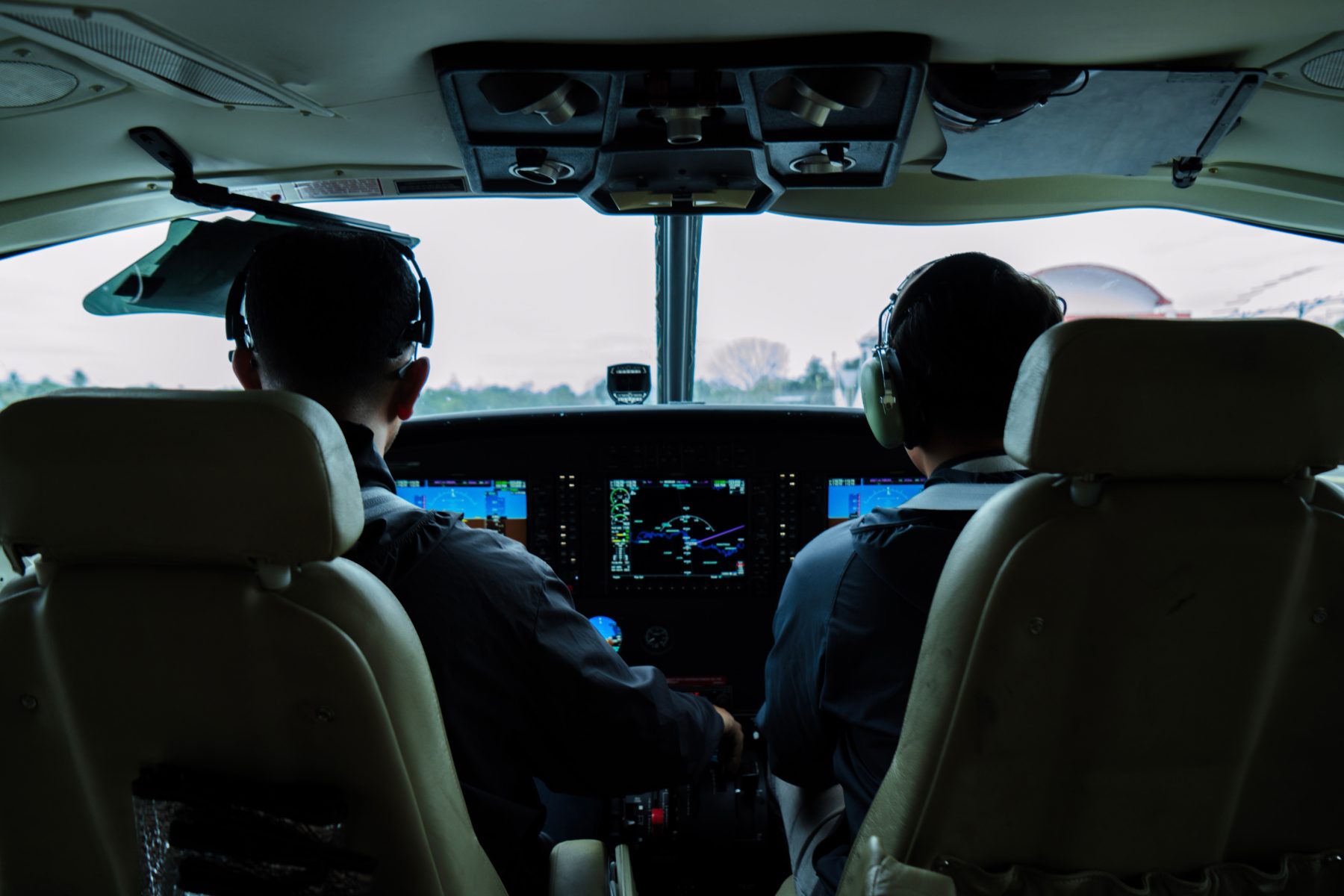 The flight deck of a Smart Aviation Cessna Caravan in flight